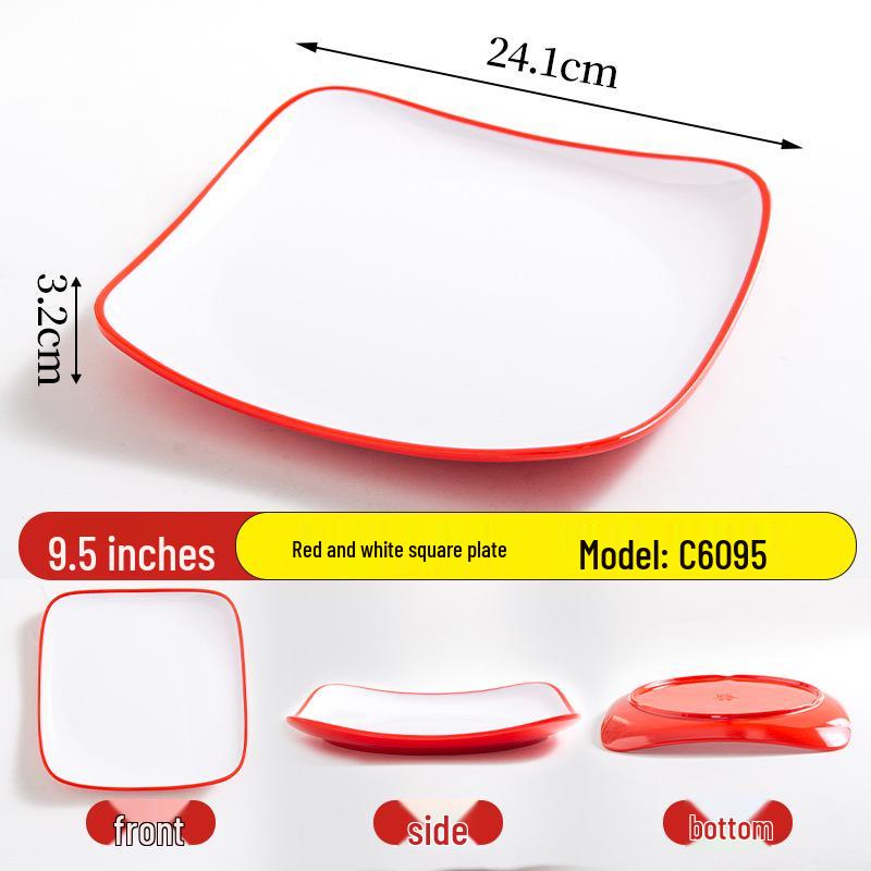 Melamine Square Shallow Plate for Restaurants and Hotels - Commercial Fast Food or Rice Bowl Plate