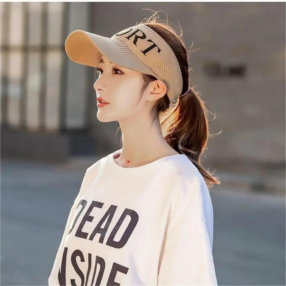 Summer Solid Color Empty Top Outdoor Cycling Sports Sunscreen Baseball Hat For Women Duckbill Cap