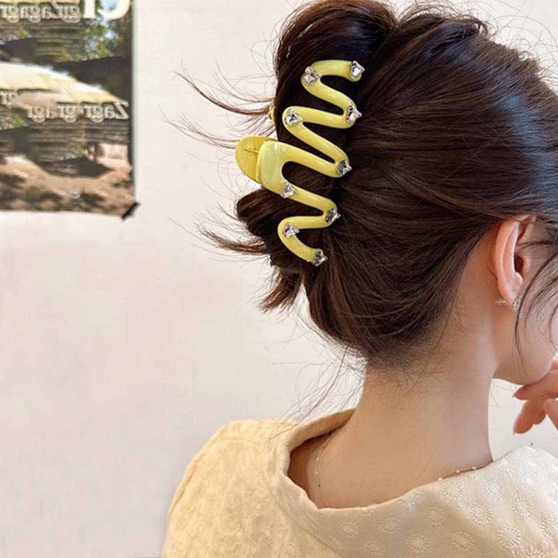 Koreanische Weiße Liebe Herz Strass Wellen Haarspangen für Frauen Bunte Große Acryl Haarspange Kopfschmuck Haarschmuck