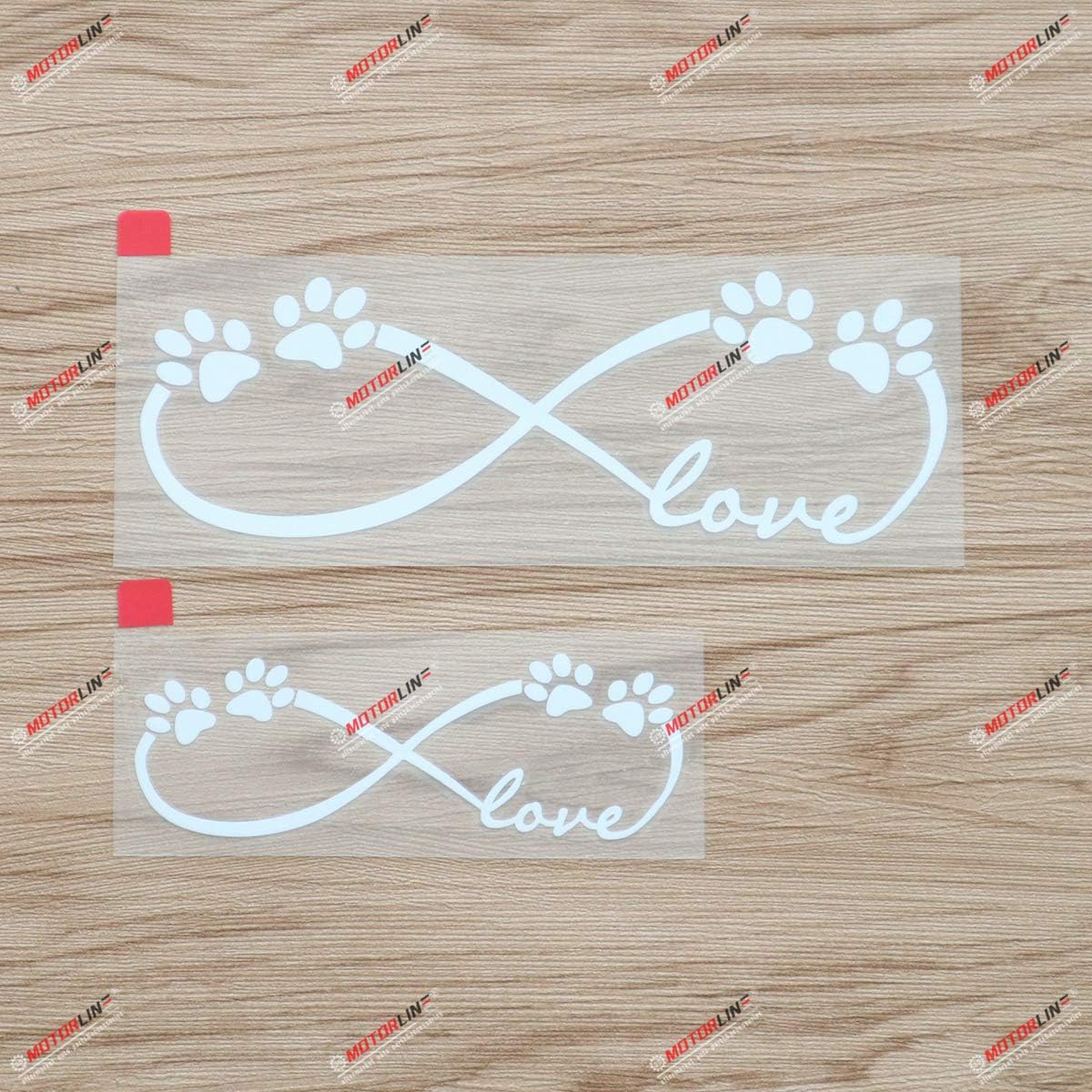 

Infinity Symbol Paw Print Love Dog Pet Decal Vinyl Sticker - 2 Pack White, 4 Inches, 6 Inches - Die Cut No Background for Car Boat Laptop Style B
