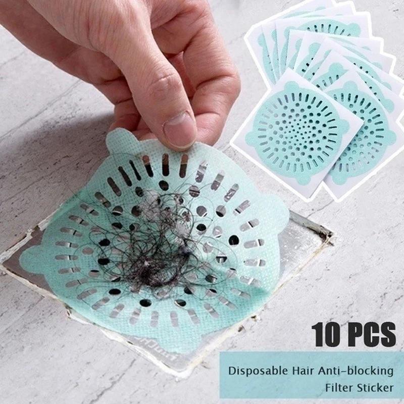 10 Pcs / Lot Disposable Hair Anti-lock Drainage Filter Pool Bathroom Sewer Filter Hair Adhesives