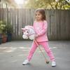 Unicorn Stick Horse with Wood Wheels, Real Pony Neighing and Galloping Sounds, Grip Handle, 95 cm, White