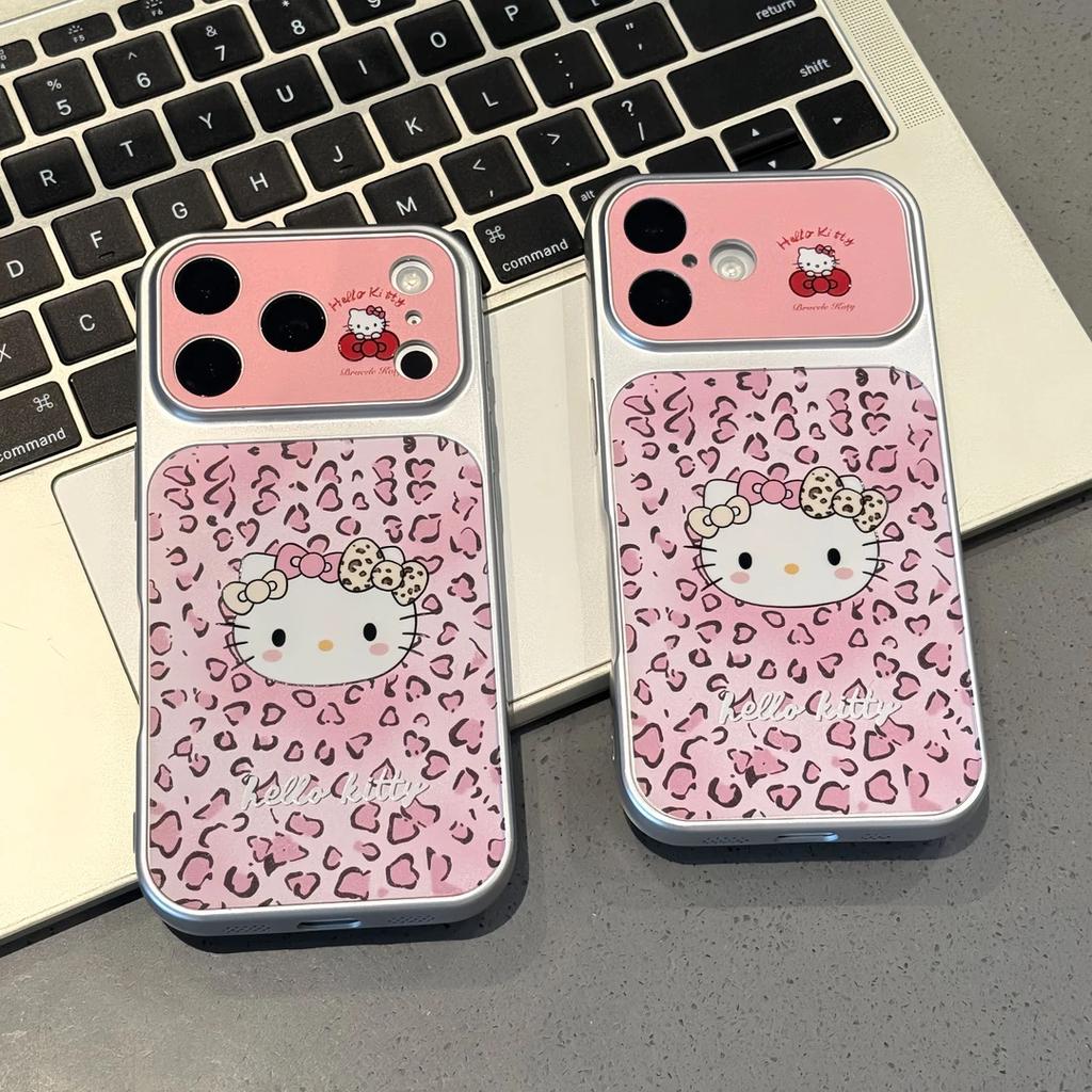 Pink Leopard Cat Is Suitable for iPhone Apple 17Promax Mobile Phone Case 16/15/14 Electroplating Large Window 13 Sets