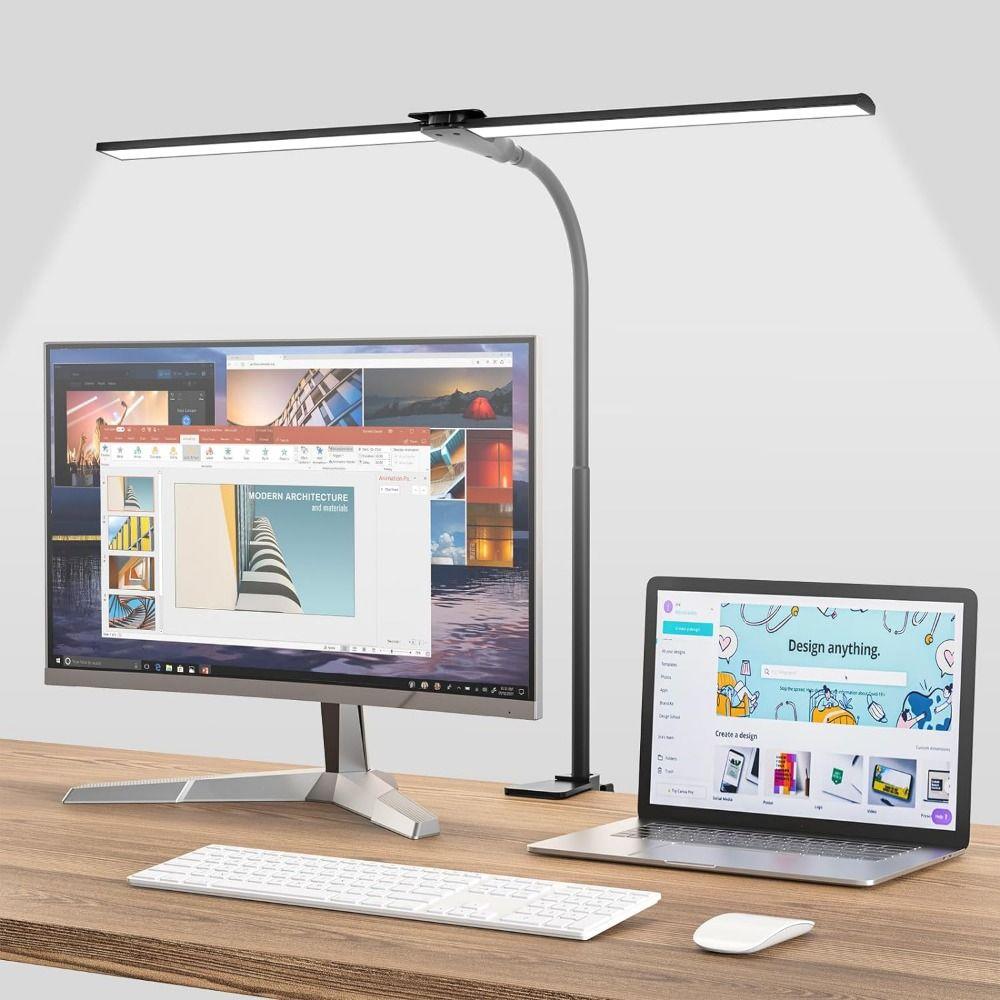 Double Head Desk Light 3 Color Modes Gooseneck Smart Light Flexible Led Desk Lamp  Study