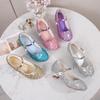 Children Princess Shoes Student Dance Girls High Heel Sandals Purple Kids Leather Glitter Crystal Shoes