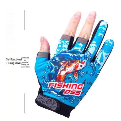 Herren Sommer Sonnenschutz Anti-Rutsch Fingerlose Angelhandschuhe: Dünn, Anti-Stich, Anti-Stichfest, Mückensicher, Eisseide Köderdesign.