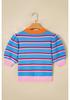 Women's Casual Striped Patchwork Short Sleeve Round Neck Sweater