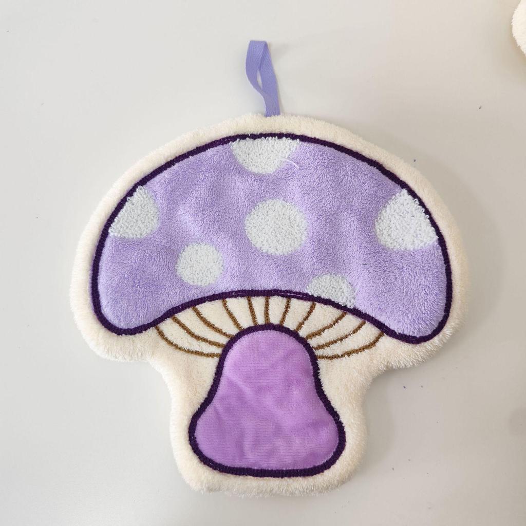 Adorable Mushroom House Wall-Mounted Coral Fleece Hand Towel for Bathroom or Kitchen - Soft and Absorbent