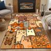 Autumn-Themed Cute Cartoon Cats Illustration Patterned Carpet, Non Slip Mat Suitable for Living Room and Bedroom Sofas