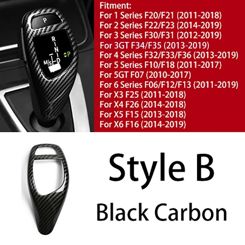 For BMW 1 2 3 4 5 6 Series F10 F18 F20 F21 F22 F23 F30 F31 F32 F35 Carbon Fiber Style ABS Gear Shift Knob Panel Cover Trim Frame