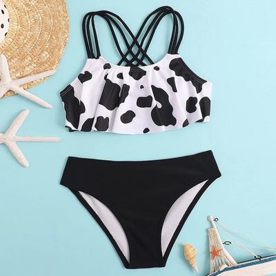 Çocuk Iki Parçalı Strappy Çapraz Mayo Kızlar Tankini Mayo Üçgen Dipleri ile Yürümeye Başlayan Bikini Üst Yaz Plaj Yüzme Suit Çocuklar için