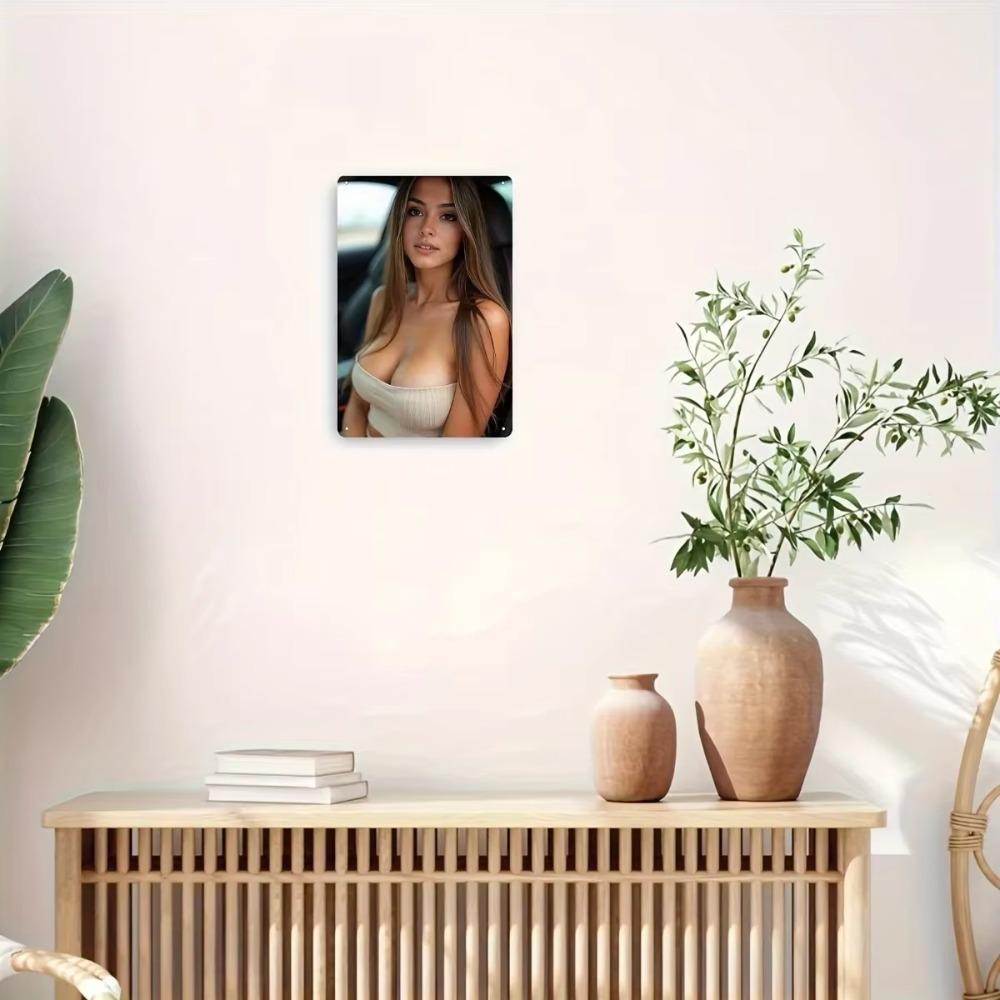 Retro Pinup Metal Wall Art Frameless Vintage Decor Pre Drilled Holes