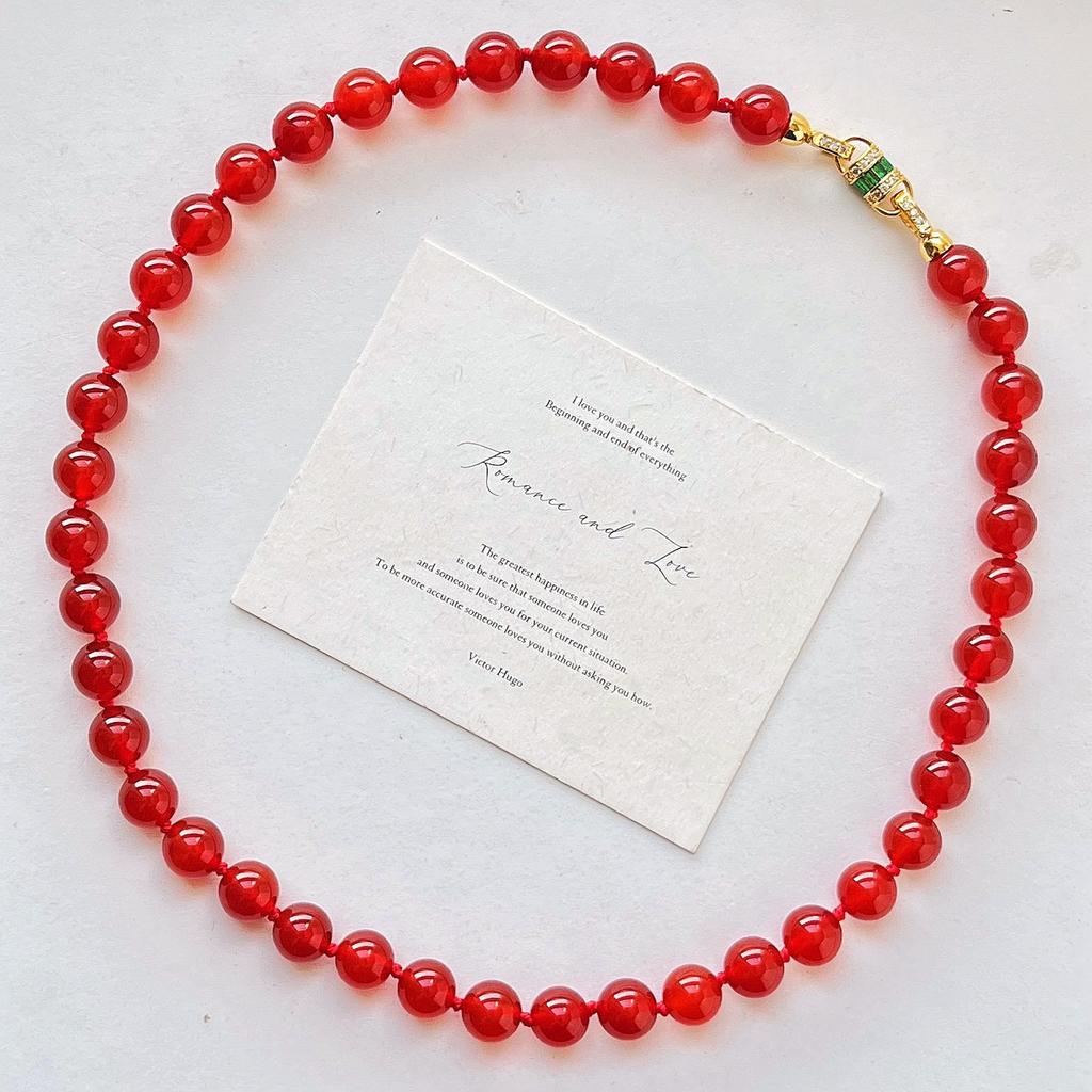 7A Style Retro Natural High Quality Pigeon Blood Red Carnelian Agate Design Sense Clavicle Chain Necklace Fidelity