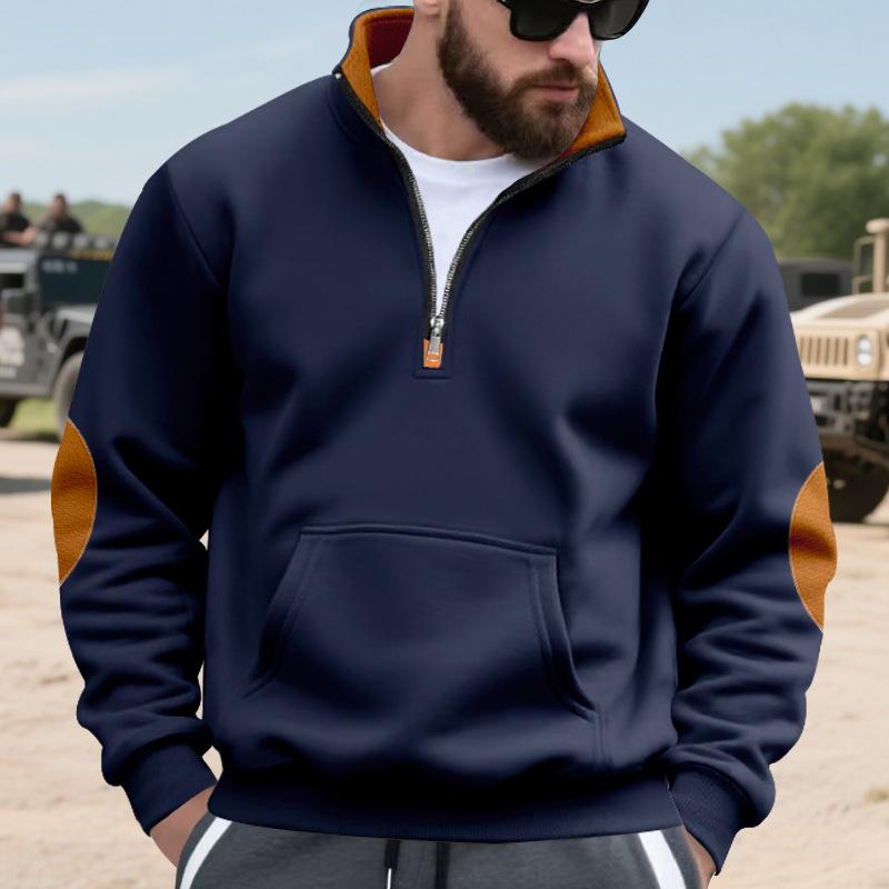 

2026 Autumn and Winter Loose Zipper Large Size Casual Stand Collar Sweatshirt M темно-синий