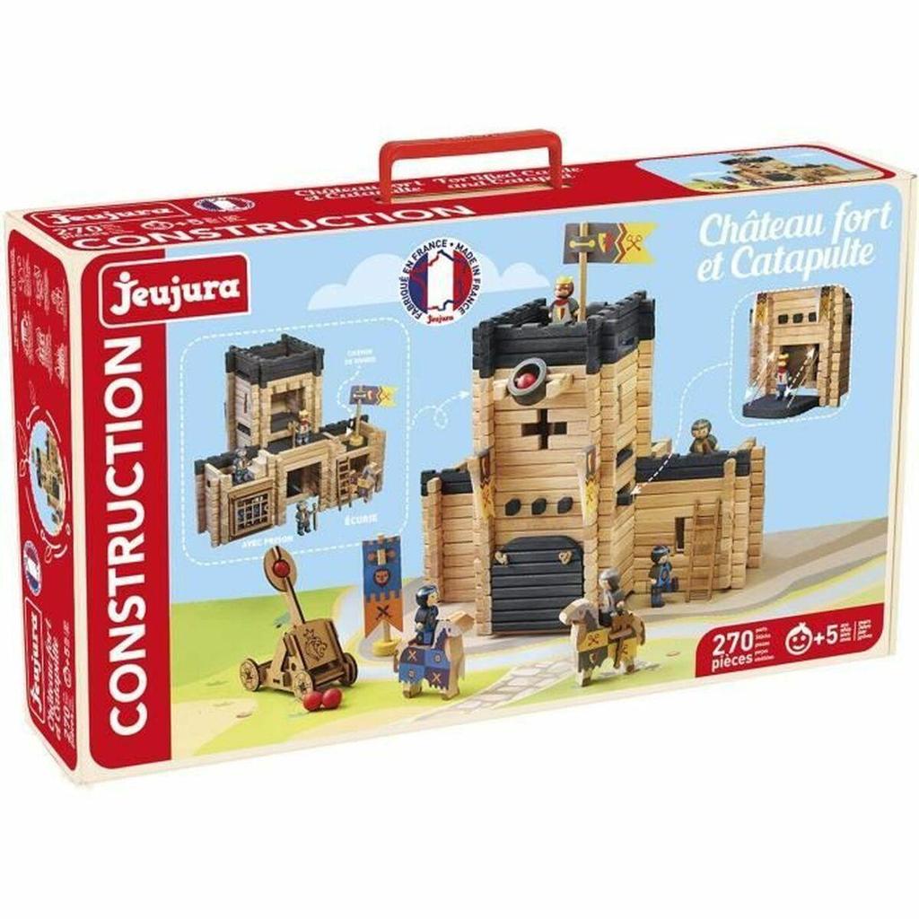 Ets-jeujura Château Fort et Catapulte Toy Constructor Set 270 pieces naturel