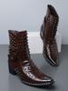 Punk Men'S Leather Boots Rivet Pointed Buckle Personalized Luxury Shoes For Man Chelsea Boots