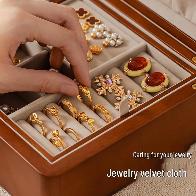 Luxury Solid Wood Jewelry Storage Box with Lock
