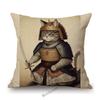 Funny Cute Cat Samurai Catoon Home Decorative Sofa Throw Pillow Case Cotton Linen Car Chair Cushion Cover