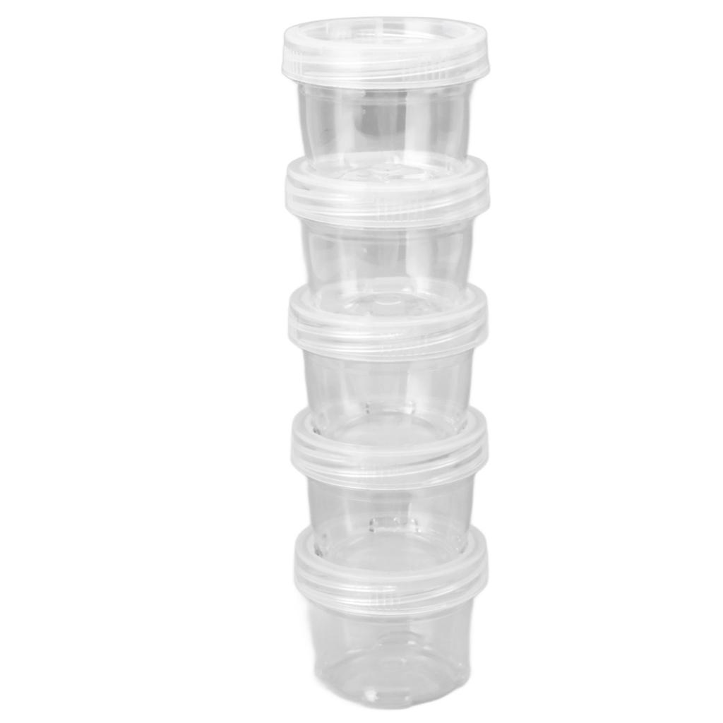 5PCS Portable Sauce Bottle Salad Dressing Container Reusable Plastic Small Condiment Cups Set with Lids and Storage Bag