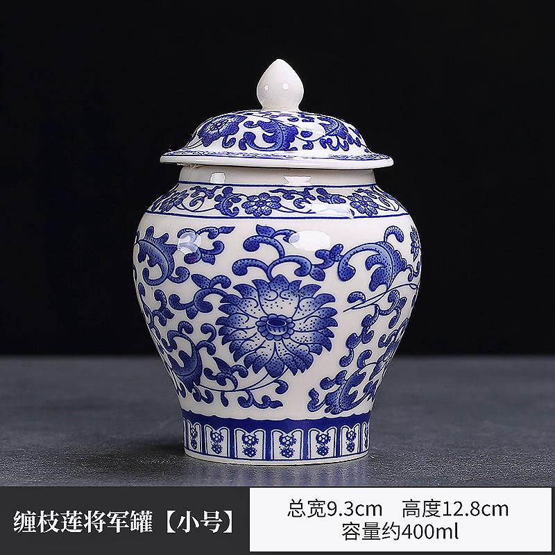 Blue and white tea jar  general jars retro ceramic jars tea storage boxes moisture-proof storage can tea ceremony sealed jars