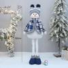 Blue Telescopic Snowman Plush Doll Christmas Decoration
