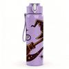1PC Vintage Flying Witch Broom Hat Print 750ml Color Plastic Sports Water Bottle Leakproof Flip Straw Lid Suitable for Sports Office Home Use