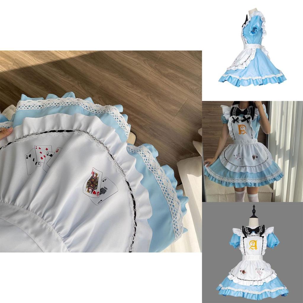 Elegant Polyester Alice In Wonderland Maid Cosplay Dress