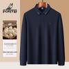 Futing Men's Silk Blend Pique Long-Sleeve Polo Shirt