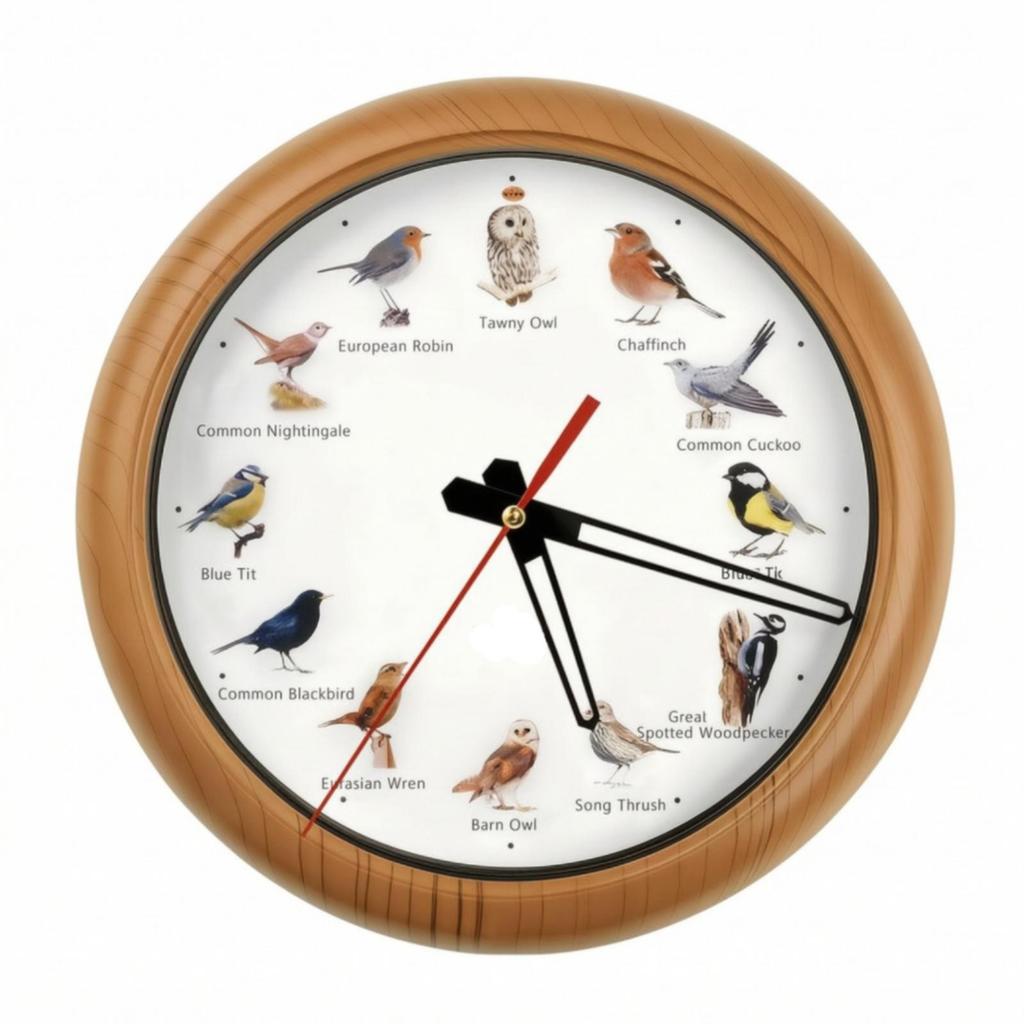 Round Wall Clock with Wooden Frame Nature-Inspired for Living Room, Hallway