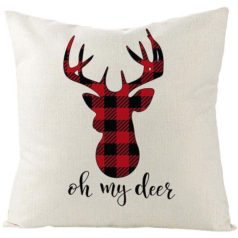 Pillow Christmas Pillow Cover Red and Black Plaid Sofa Cushion Cover Car Backrest Lumbar Support Nordic