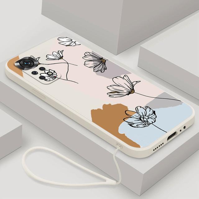 Blomster Silikondeksel For Xiaomi Redmi Note 11 Pro Plus 11pro+ 5G 10 8 9 Pro Max 9t 9s 10s Sommerfugl Telefondeksel med Lanyard