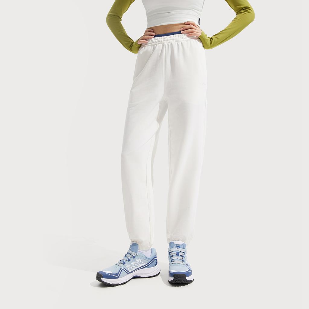 Li Ning Fitness Series Solid Color Mid-Rise Ice Silk Quick-Dry Cool Comfortable Breathable Versatile Tapered Knitted Sports Pants AKLV728-6