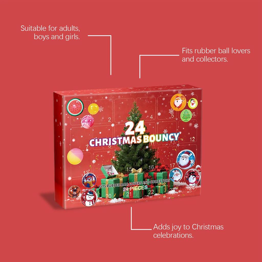 Christmas Advent Calendar 2025 24 Days Bouncy Balls Toys Kids Holiday Countdown Box Stress Relief Christmas Gift for Boys Girls