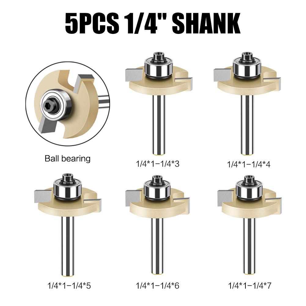 1/4 Shank 6 Shank Professional Grade Double Edge Ball T-Knife Bearing Slotting Knife Inch Woodworking Milling Knife T-Slotted Knife