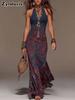 Vintage Lace Long Dress for Women, Deep V-Neck Sleeveless Slim Fit Bohemian Beach Party Wedding Maxi Gown
