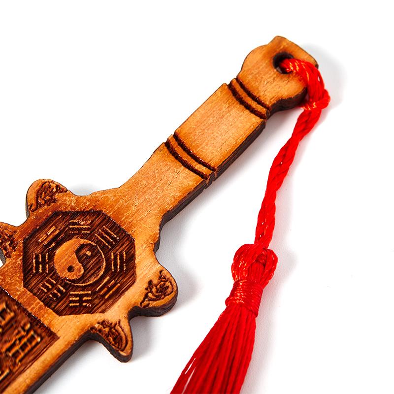 Feng Shui Tai Chi Eight Diagrams The Peach Carving Wood Sword Handicraft Home Carving Decoration Accessories Decor