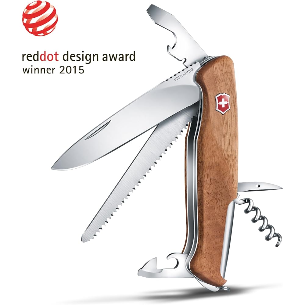Victorinox Ranger Wood 55 Swiss Army Knife Large Locking Blade 10 Functions Outdoor Multi-Tool