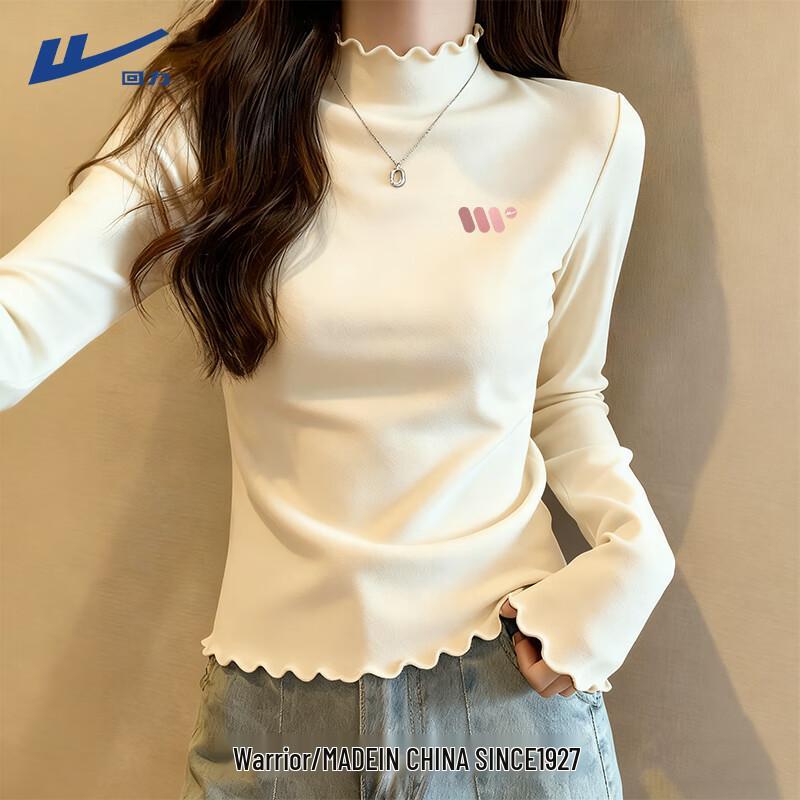 Huili Women s Ruffle Mock Neck Thermal Long Sleeve Top S