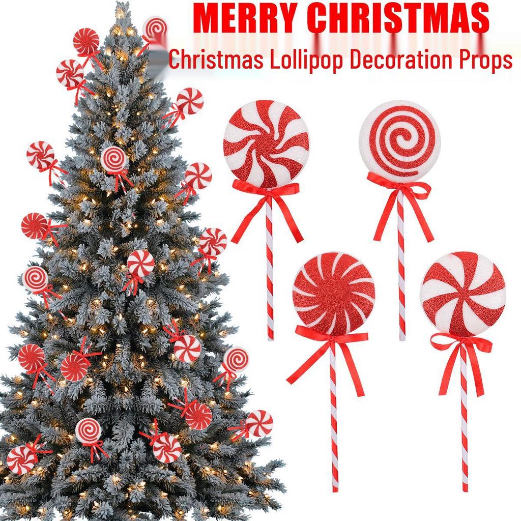 Festive Colorful Christmas Lollipop Decorations - Large Candy Tree Ornaments & Creative Holiday Props