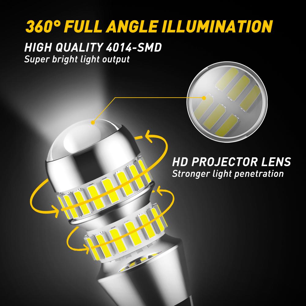 AUXITO 2Pcs 2000LM T15 LED Lamp Light W16W LED Canbus No Error 4014 42-SMD 912 921 Bulb Car Backup Reverse Light Auto Lamp 6000K Dome Lights 6