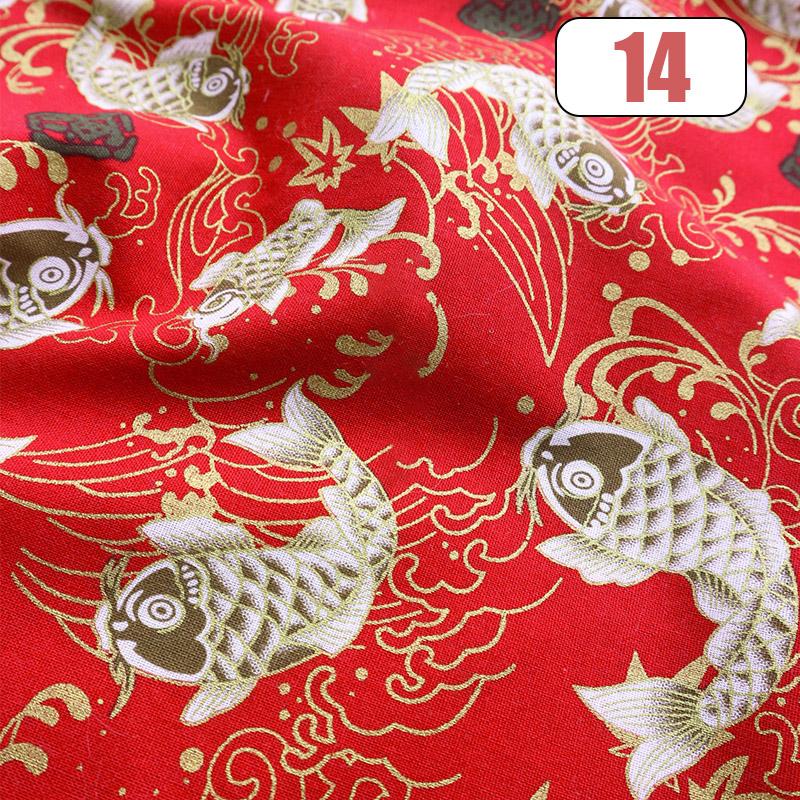 100x150cm Oriental Style Crane Prints Bronzing Fabric Japanese Sea Wave Koi Cotton Fabric For Sewing Quilting Patchwork DIY