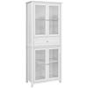 Szafka Kuchenna Witryna Meble z 4 Drzwiami ze Szkła Hartowanego Szufladą i Regulowanymi Półkami 74x35.5x181.5 cm Biały