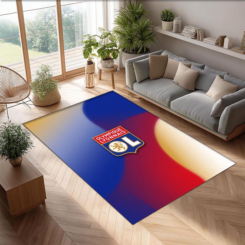 Lyon FC Soccer Football Pattern Soft Area Rug Non Slip Indoor Floor Carpet Sports Decor Mat for Bedroom