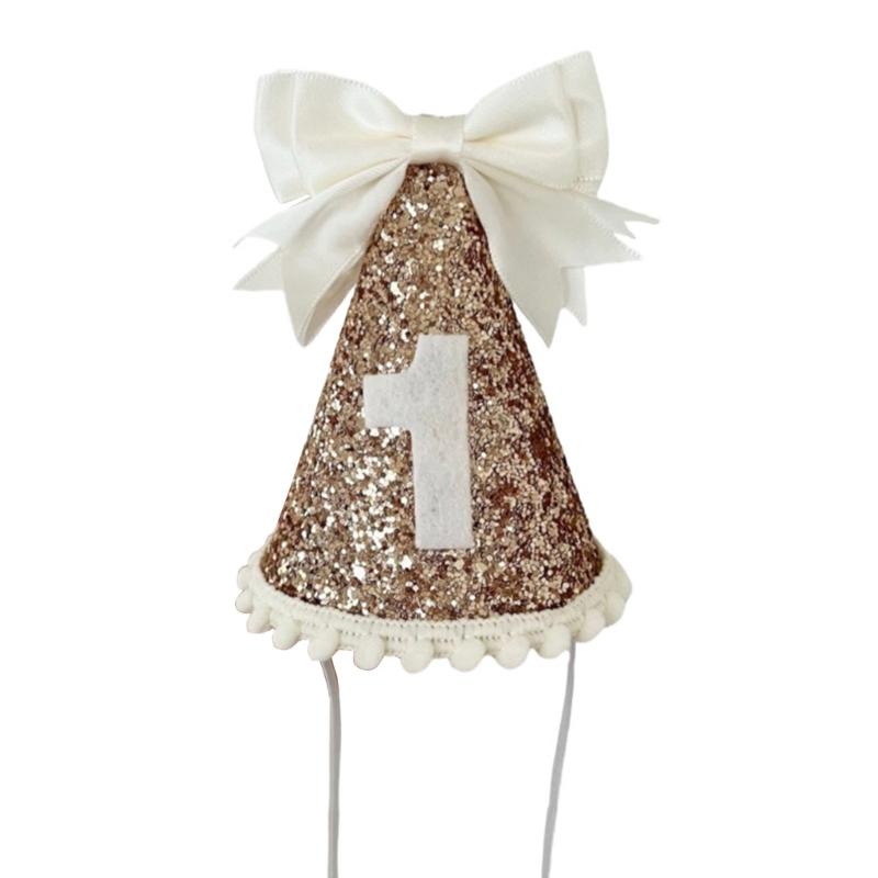 Infant Fabric Birthday Hat Festival Celebration Headwear Caps with Lovely Bowknot Detailing for Toddler