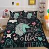 Home Bedding Set Woman 3D Unicorn Cartoon Lovely Home Bedclothes Twin Full Size Polyester Bed Set Cover