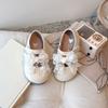 Kids Leather Shoes Double Hook&loop Sweet Girls Princess Shoes Mesh Lace Bows 2025 New Children Flat Shoes Non-slip Soft Sole