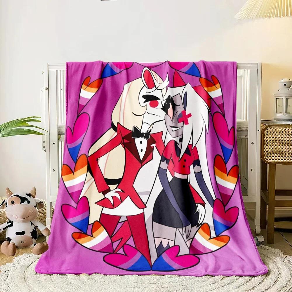 Hazbin Hotel Cartoon Printed  Blanket,Lightweight Flannel Throw for Sofa, Bed, Travel, Camping, Livingroom, Office, Couch,Chair