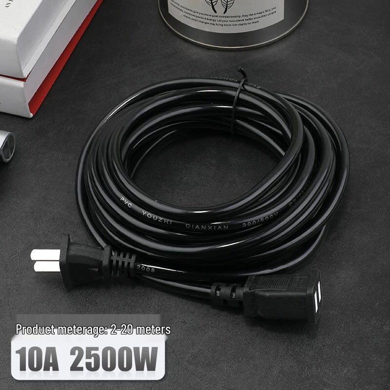 Copper Dual-Core Power Cord with Plug and Socket for Mobile Phone or Fan Extension