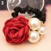 Women Satin Ribbon Rose Hairband Elastic Hair Ties Band Rope Ponytail Holder