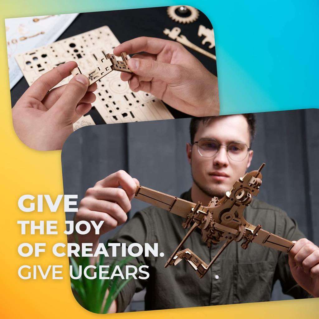 Ugears Combat Drone Bayraktar TB2 70189 Wooden Puzzle, Crafts & Models, No Glue or Tools Required, for Adults